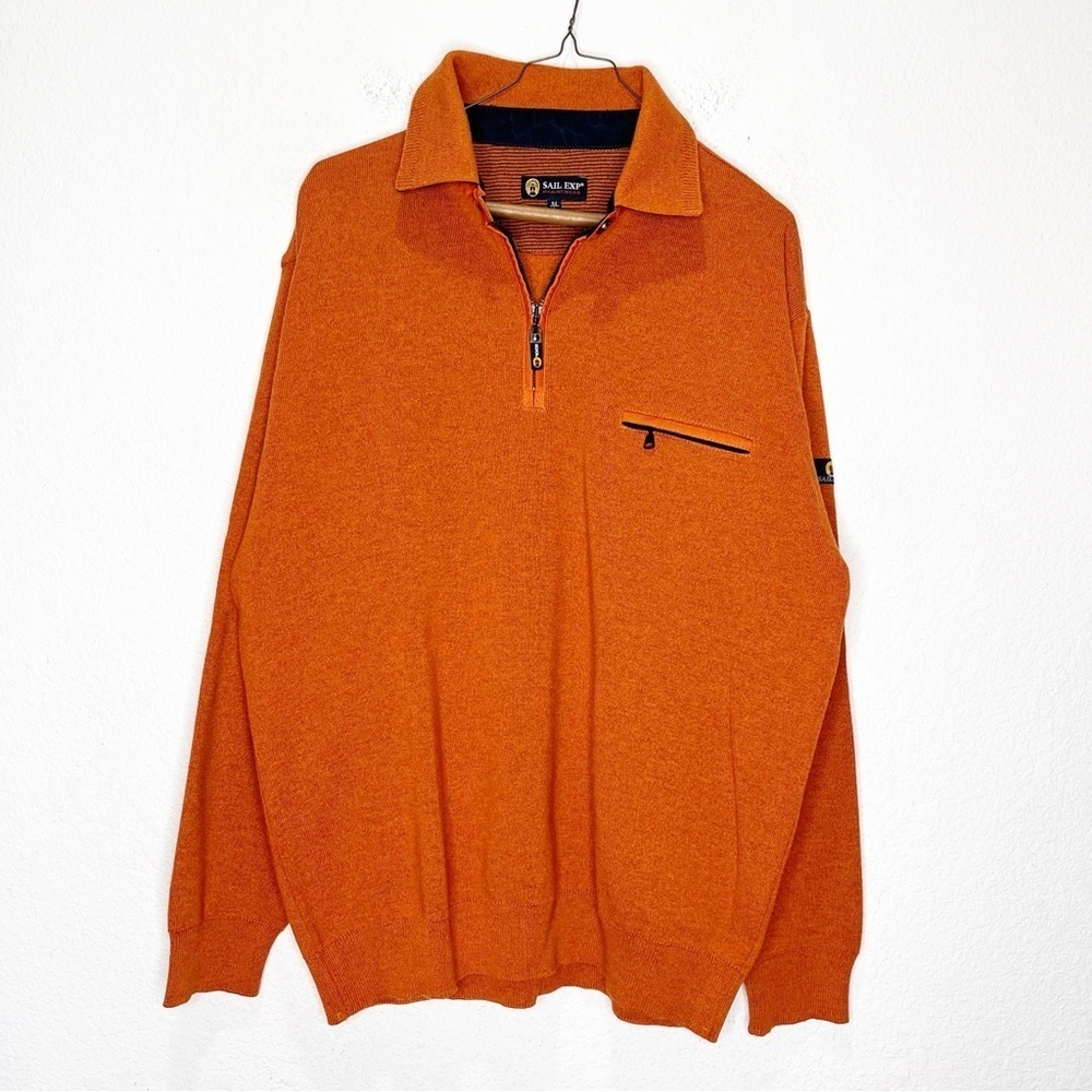 Sail EXP Marinewear Merino Wool Knit Quarter Zip Preppy Fisherman Sweater Sailor